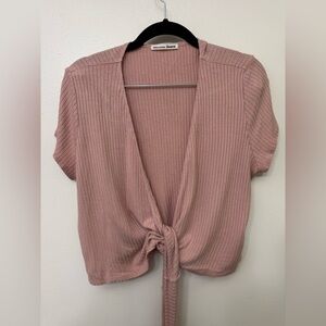 Reformation Flora Wrap Top Blush | Designer Eco-Friendly Feminine Top